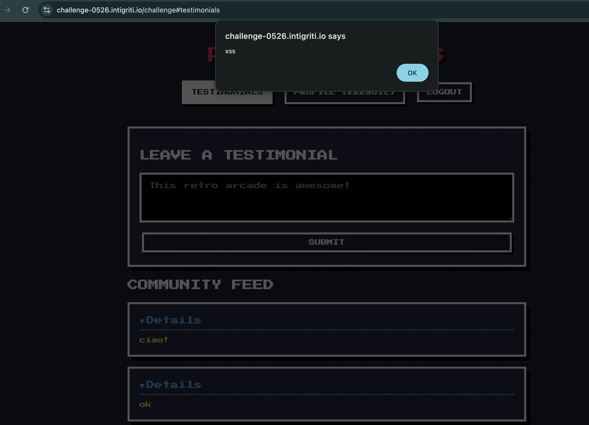 Alert firing in the browser